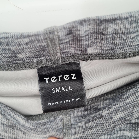 Terez x Peloton Varsity Crop Heathered Gray Activewear Leggings Small - Picture 4 of 7